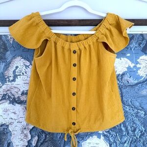 Madewell Texture & Thread Off-the-Shoulder Top in Celestial Gold Size Small